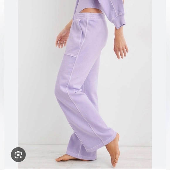 aerie Pants - aerie Lavender Wide Leg Sweatpants